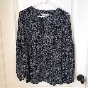 [Sold] LOFT Black & White Polka Dot Blouse Size S